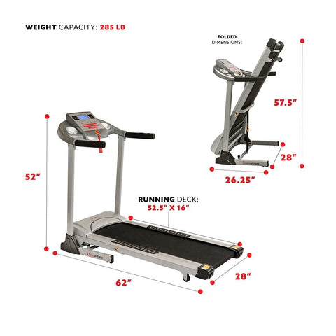 Image of Sunny Health & Fitness Treadmill, High Weight Capacity w/ Auto Incline, MP3 and Body Fat Function - Barbell Flex