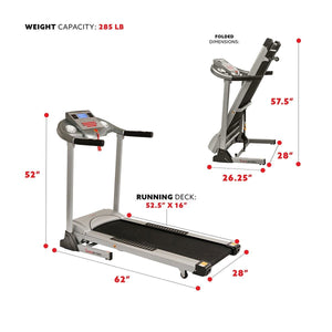 Sunny Health & Fitness Treadmill, High Weight Capacity w/ Auto Incline, MP3 and Body Fat Function - Barbell Flex