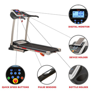 Sunny Health & Fitness Treadmill w/ Manual Incline and LCD Display - Barbell Flex