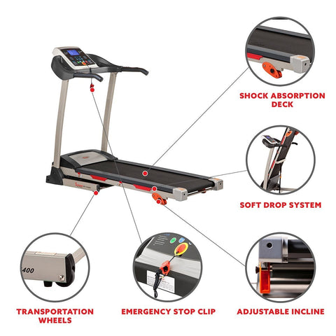 Image of Sunny Health & Fitness Treadmill w/ Manual Incline and LCD Display - Barbell Flex