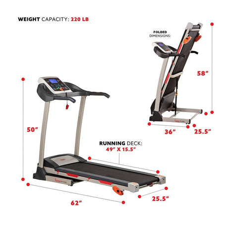 Image of Sunny Health & Fitness Treadmill w/ Manual Incline and LCD Display - Barbell Flex