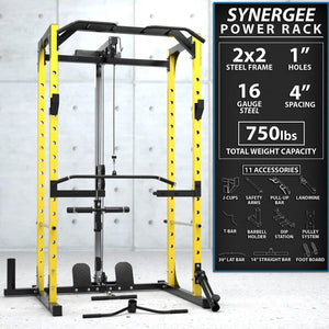 Synergee Freestanding Compact Power Rack With Pulley System - Barbell Flex